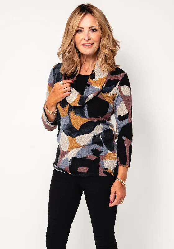 Your Exclusive Offer Awaits!Leon Collection Floral Knit Cowl Neck Jumper, Mustard Multi