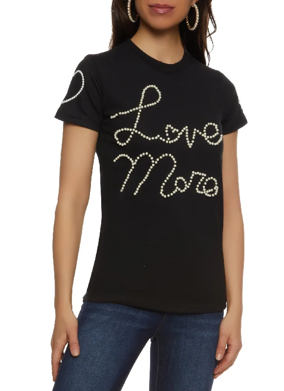 Sale Alert – Get Ready to Shop!Love More Faux Pearl Graphic T Shirt