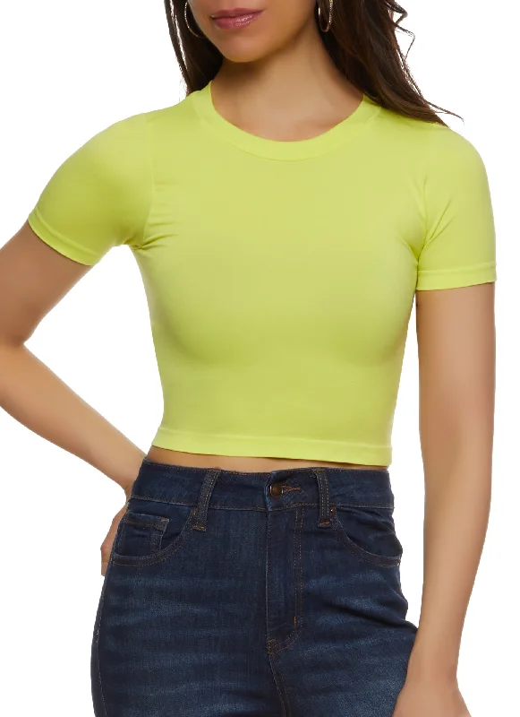 Save More Than Ever!Seamless Crew Neck Cropped T Shirt